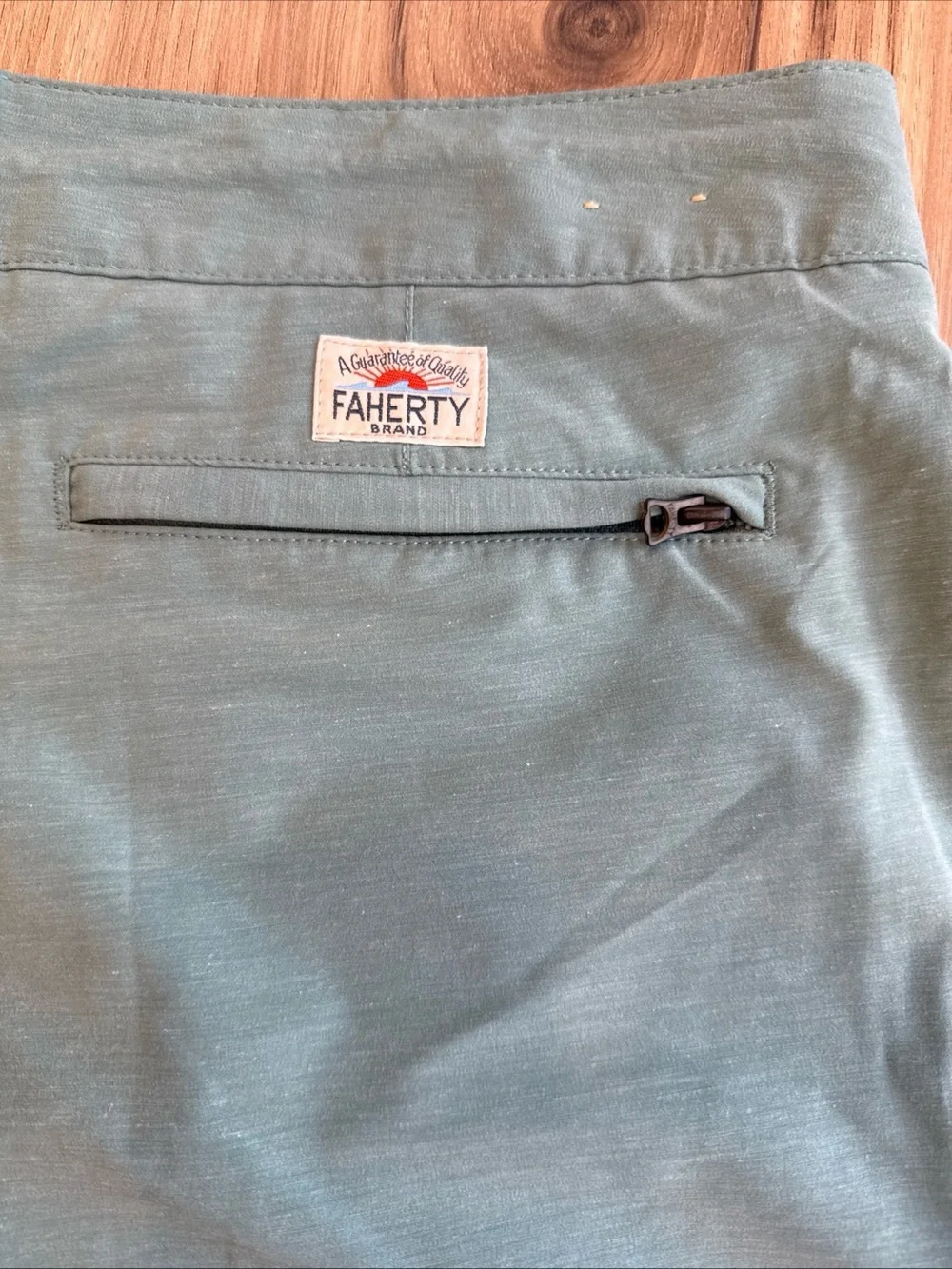 Faherty All Day Shorts Green Chino Drawstring Stretch Casual Size 36 9